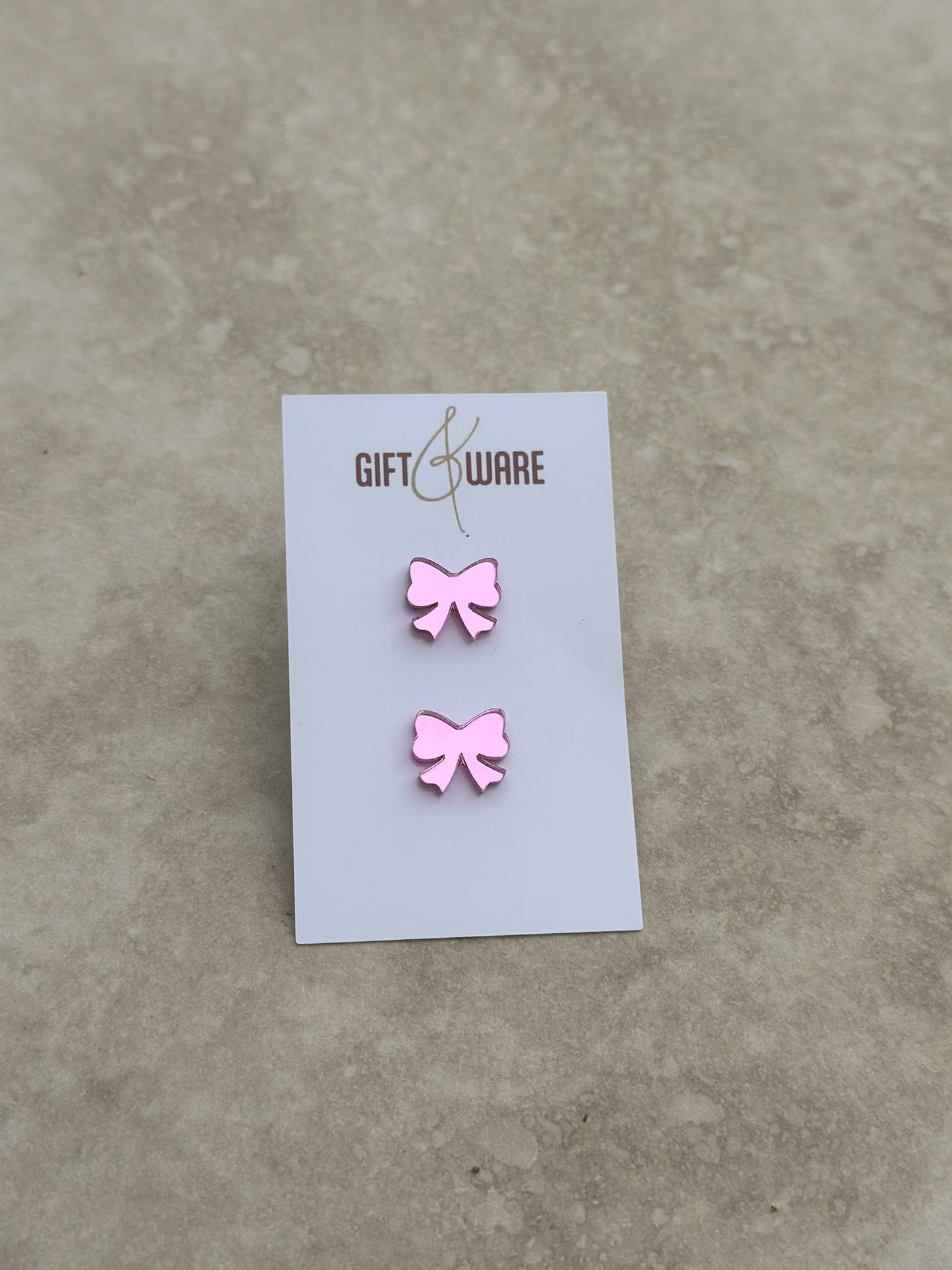 Acrylic Stud - Pink Bow