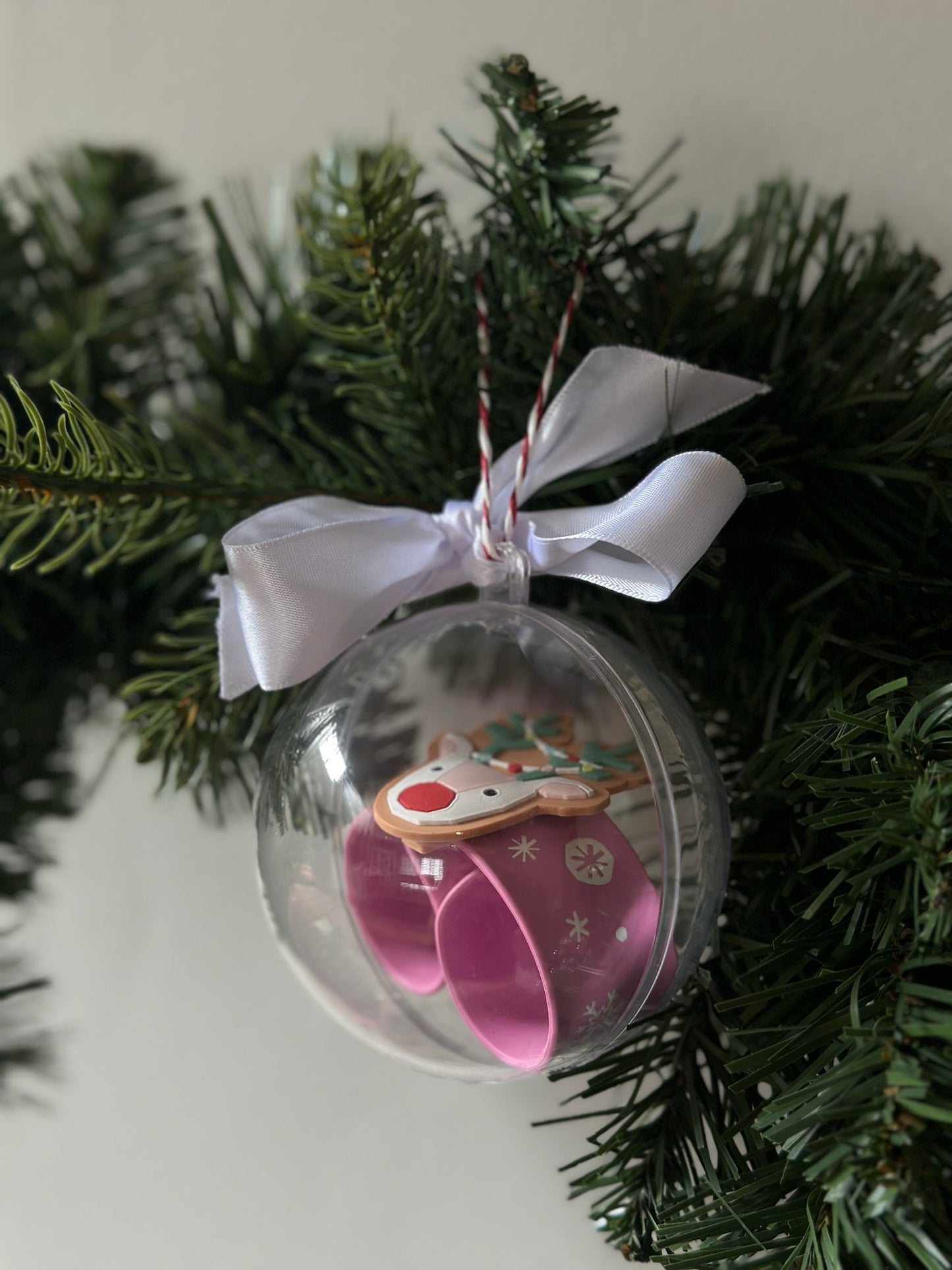 Pink Reindeer Snap Bracelet Christmas Bauble