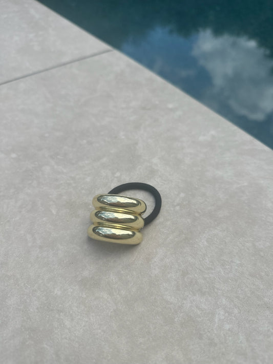 Gold Ribbed Hair Tie