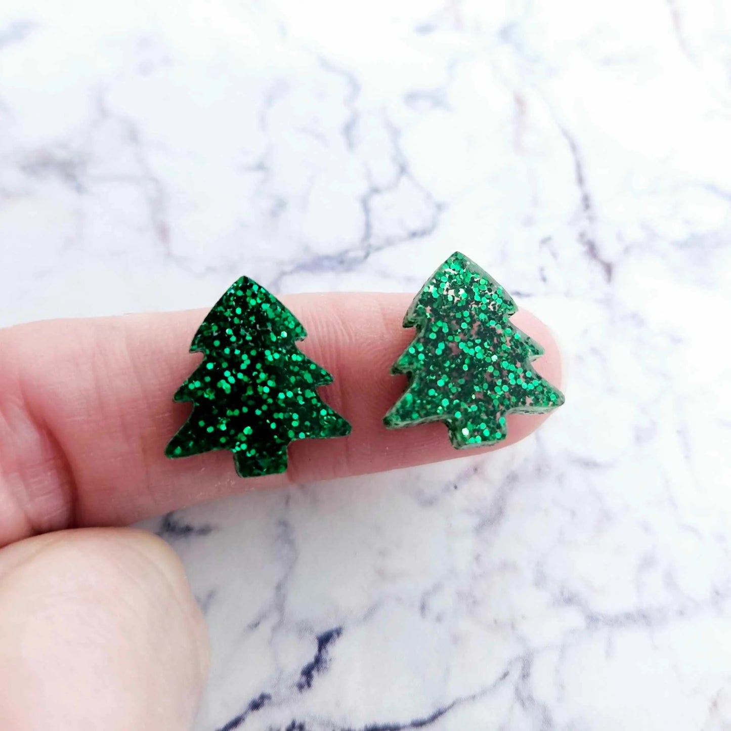 Green Christmas Tree Stud