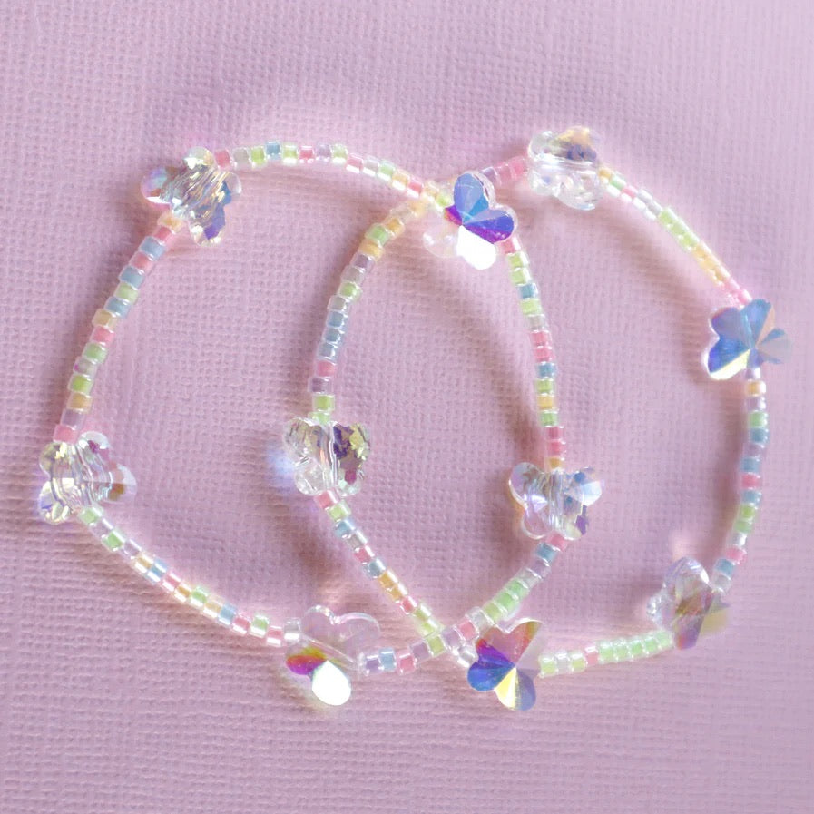 Crystal Butterfly Elastic Bracelet Set