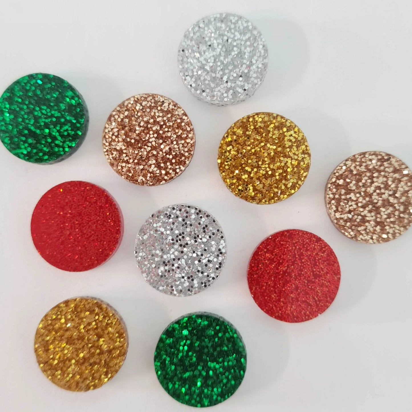 Gold Glitter Round Studs