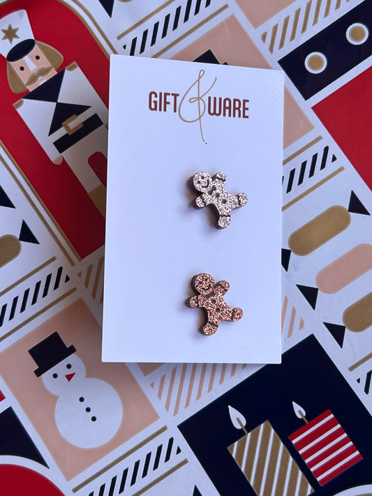 Glitter Gingerbread  Stud Earrings