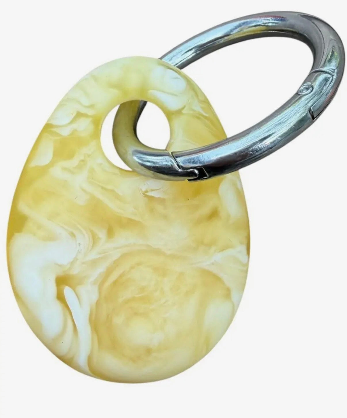 Egg Resin Keyrings: yellow / silver