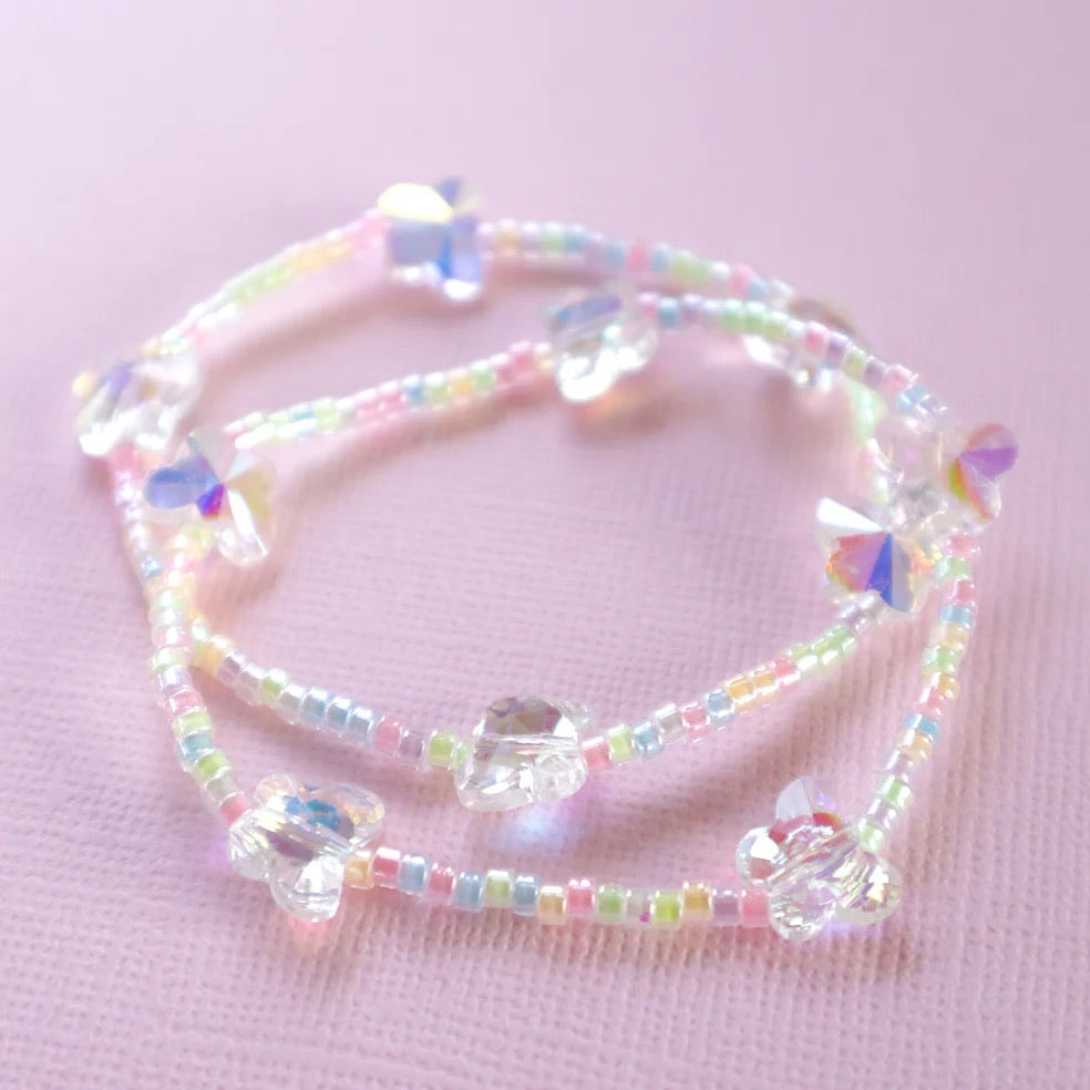 Crystal Butterfly Elastic Bracelet Set