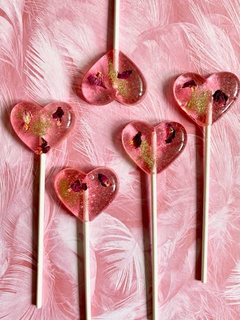 Glitter Rose Love Heart Lollipops