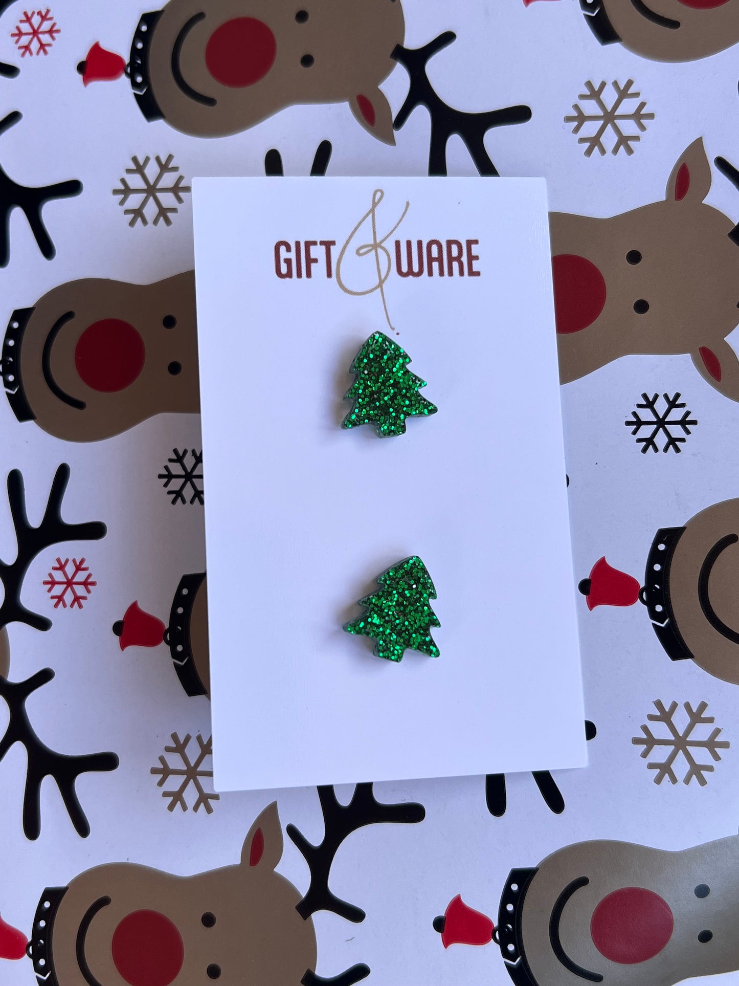 Green Christmas Tree Stud