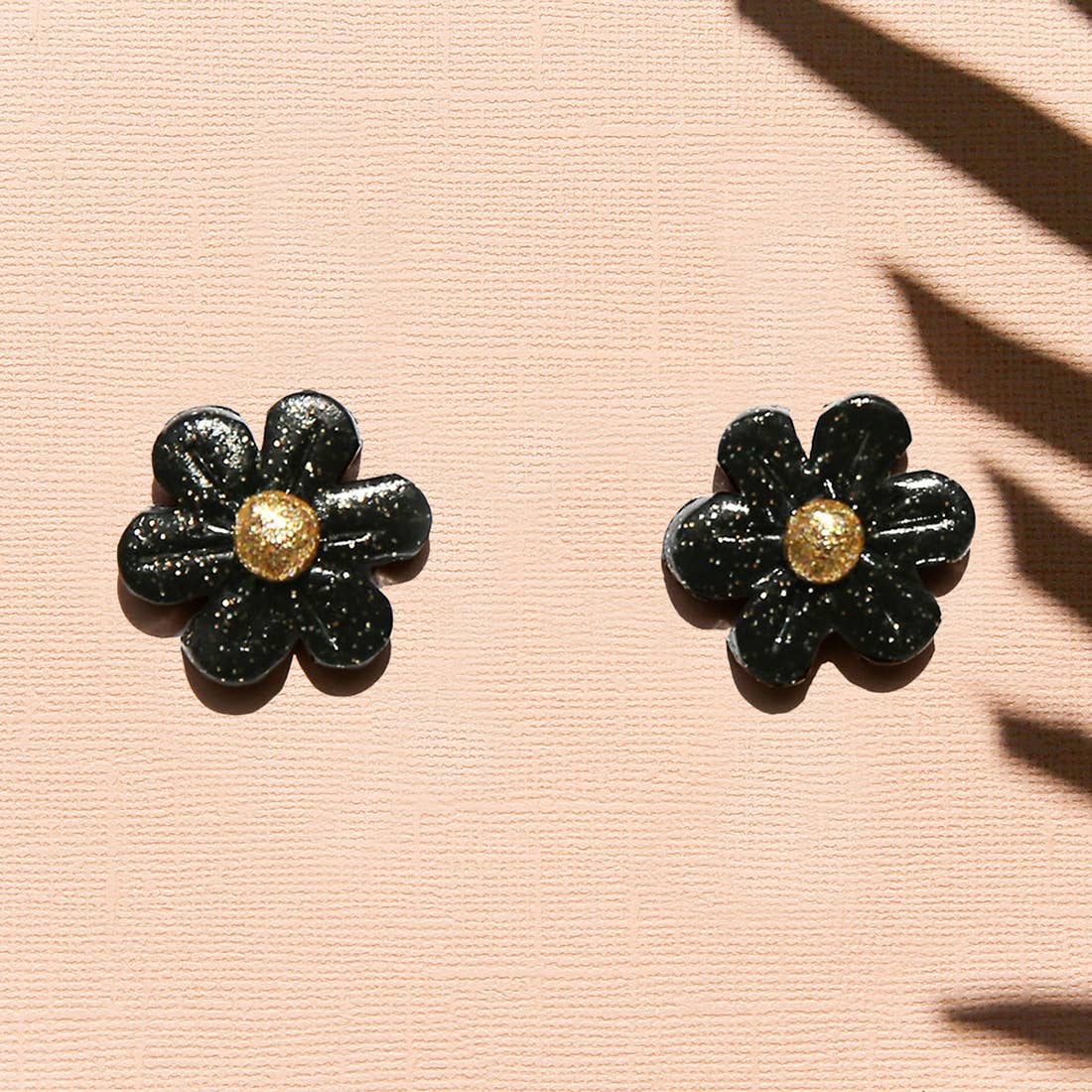 Large Black Daisy Studs