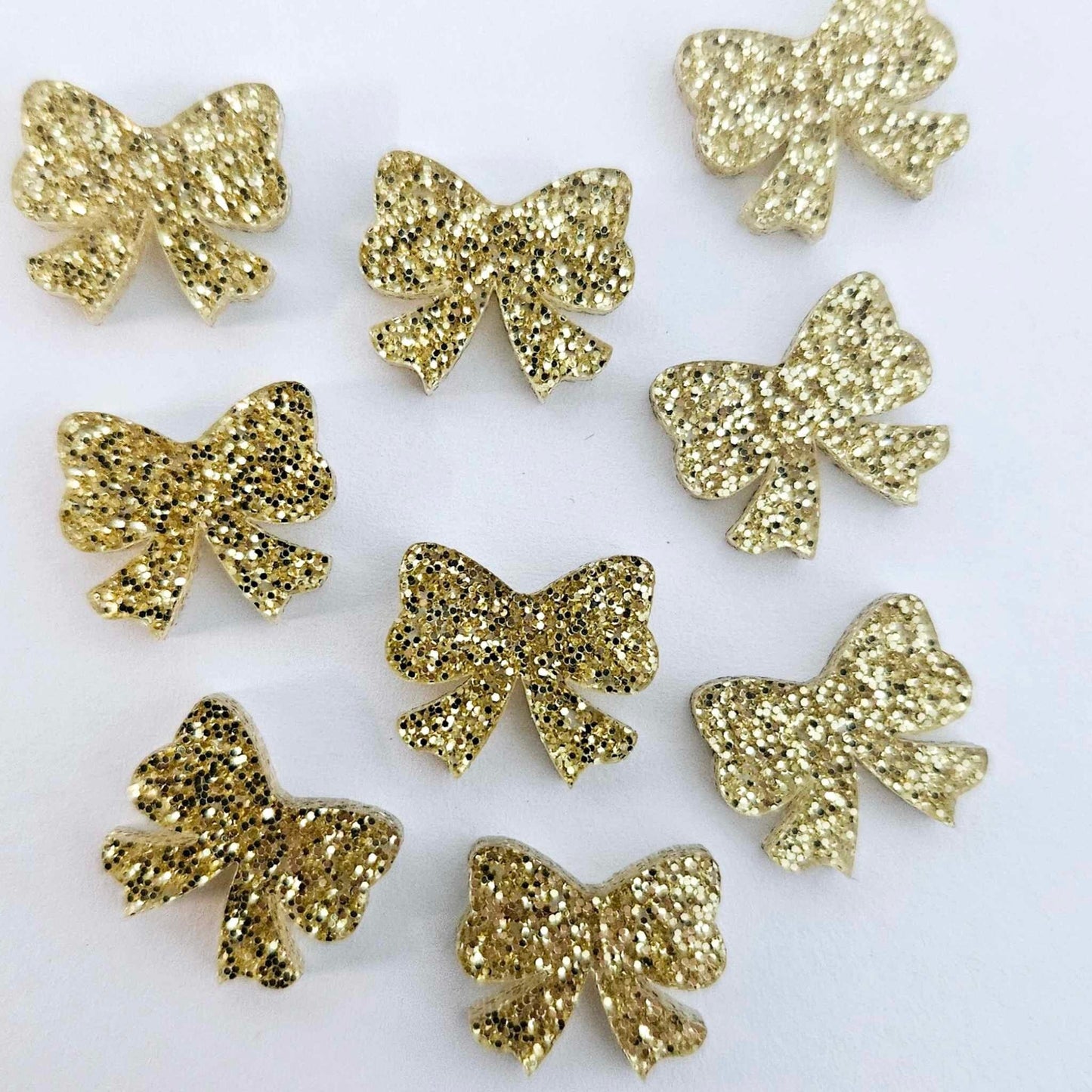 Gold Glitter Bow Stud