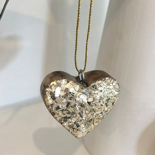 Lucia Beaded Timber Champagne Heart