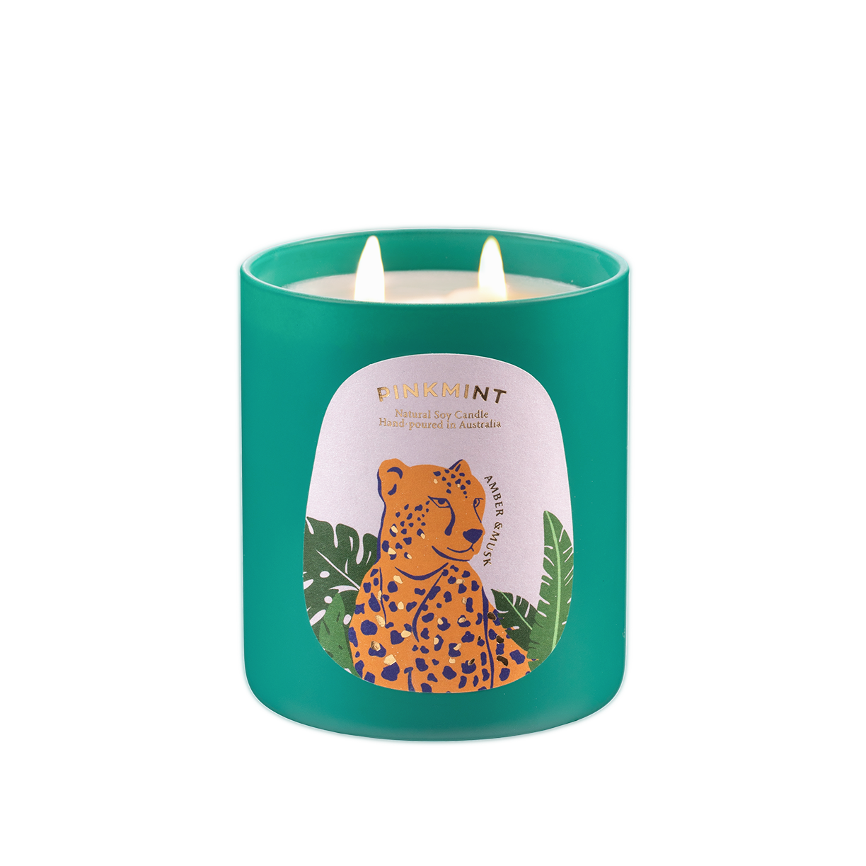 PINK MINT Amber & Musk Double Wick Soy Candle