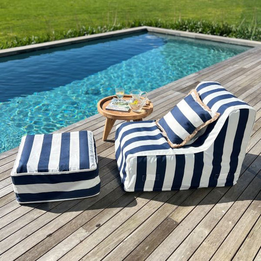 BLO Inflatable Ottoman - Navy and White Stripe