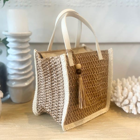 White Sol Carry Bag with Tassel