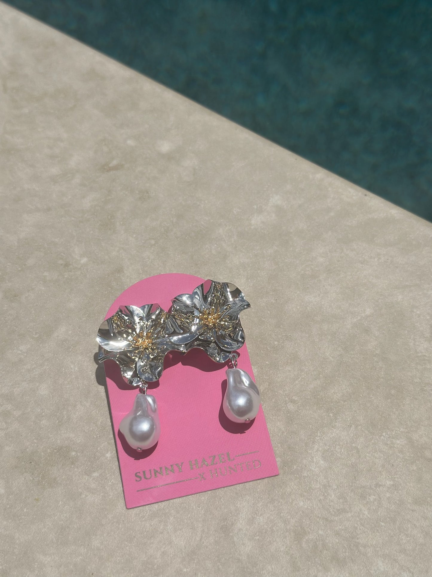 Harlow Silver & Pearl Flower Earrings