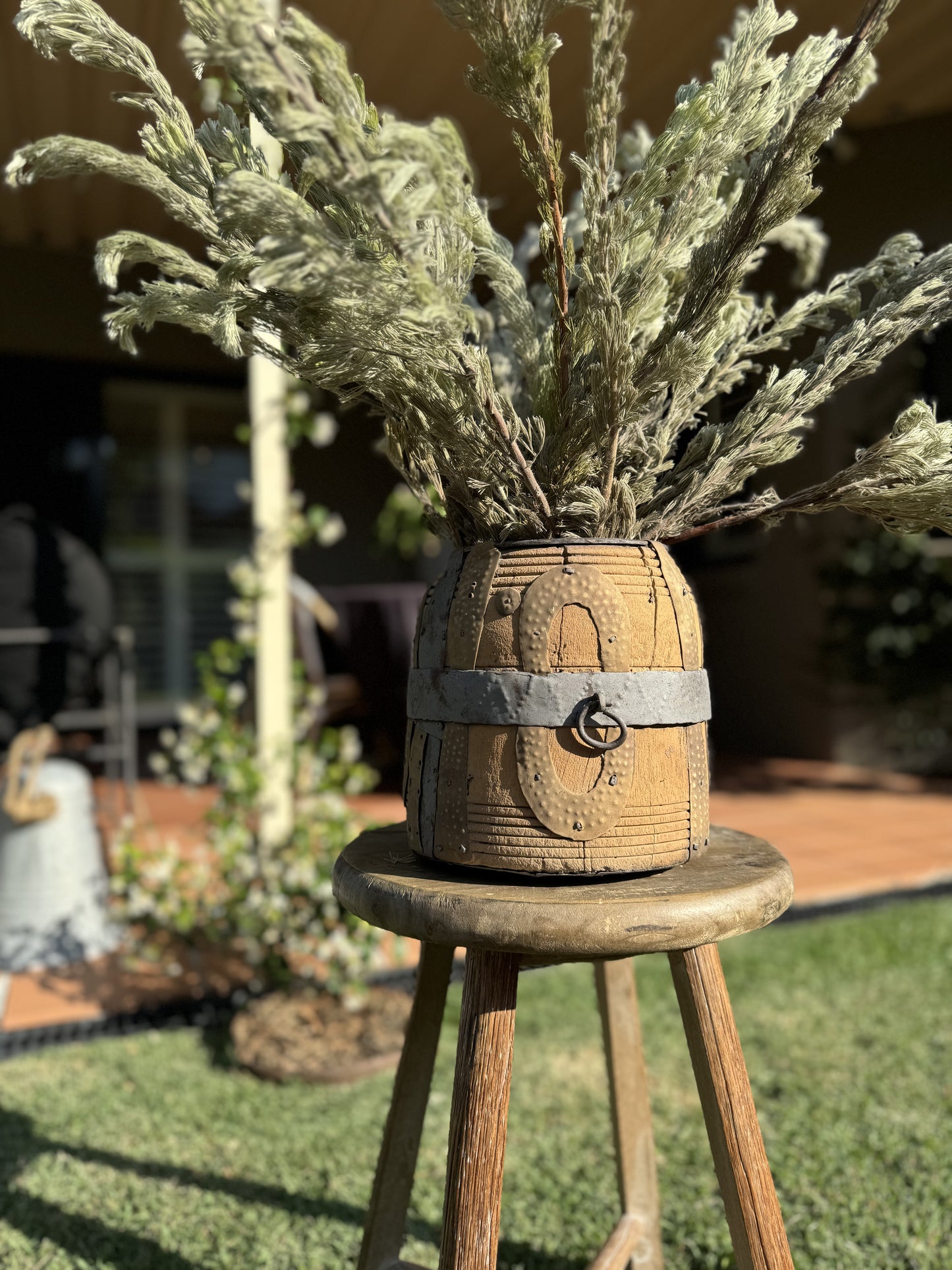 Two - Tone Wooden Metal Pot