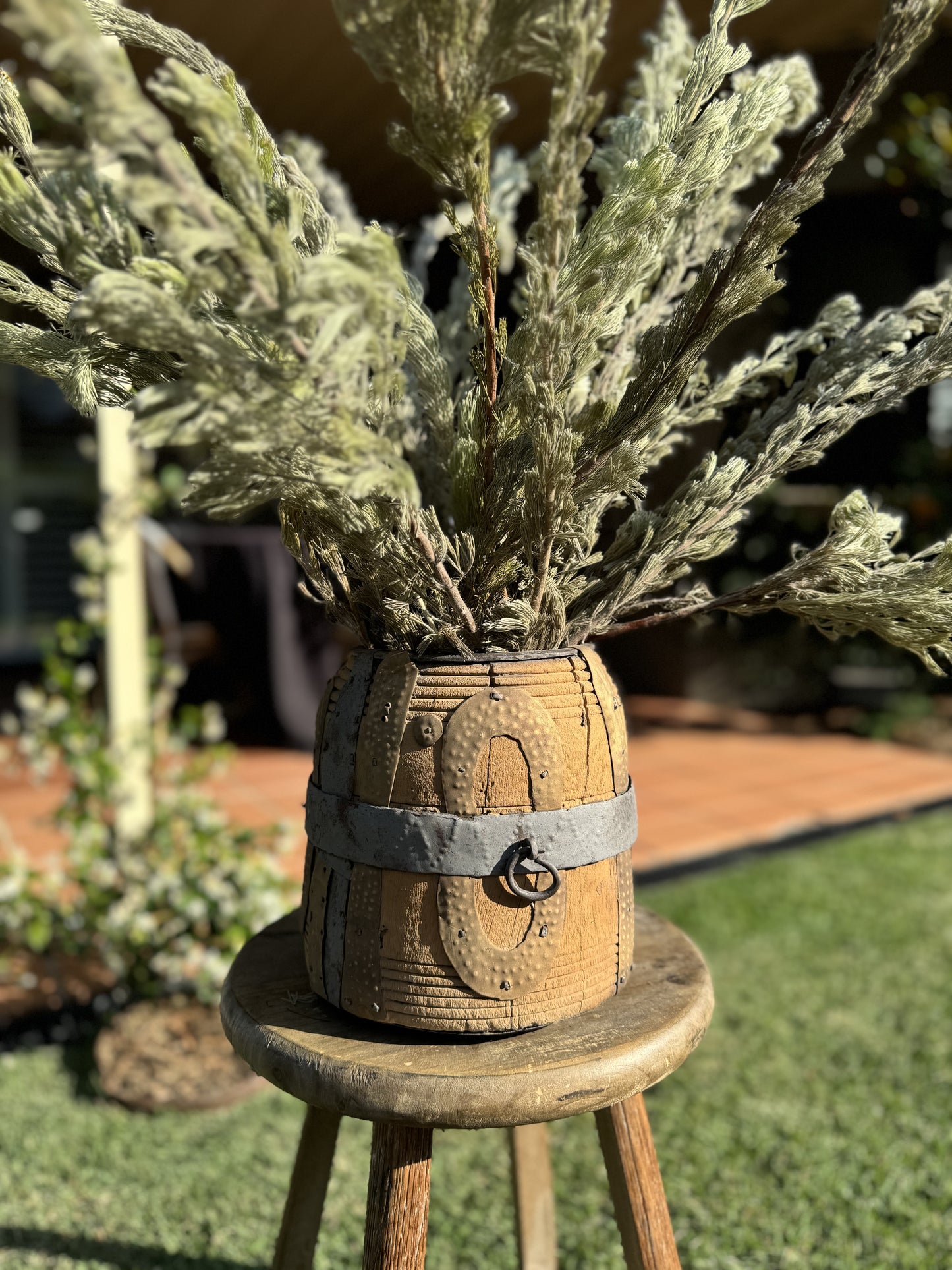 Two - Tone Wooden Metal Pot