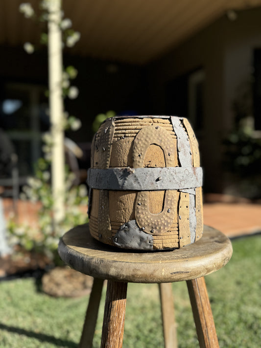 Two - Tone Wooden Metal Pot