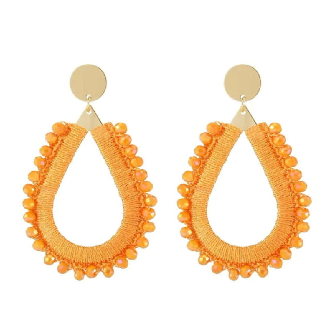 Anika Orange Beaded Statement Earrings