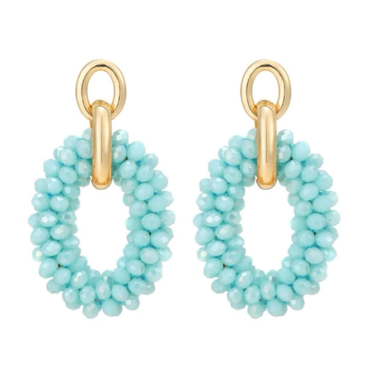 Blue Flicky Beaded Statement Earrings