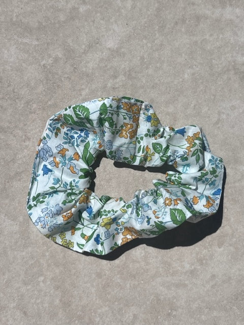 Blue Floral Scrunchie