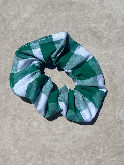 Green Check Scrunchie