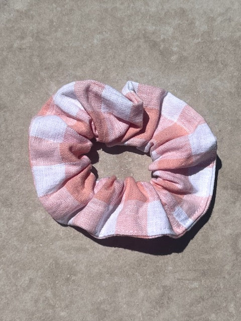 Peachy Check Scrunchie