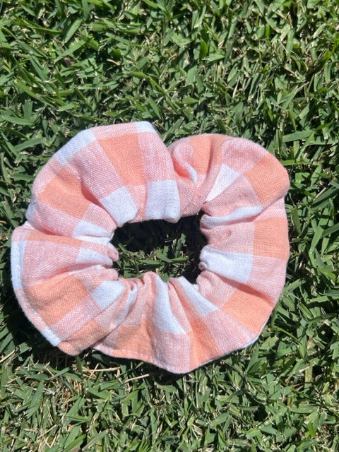 Peachy Check Scrunchie