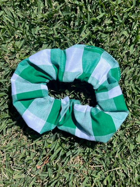 Green Check Scrunchie