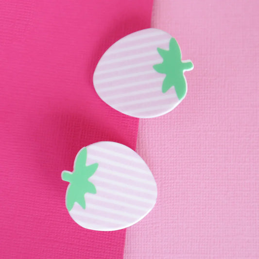 Tea Party Pink Strawberry Hair Clips