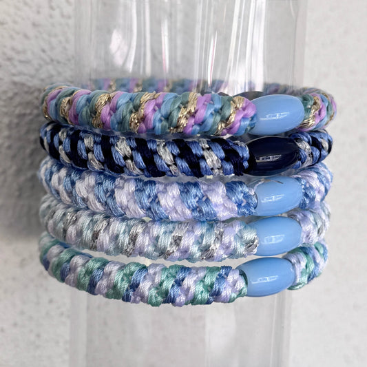 Blue  Kitch Woven Hair Tie - Pack of 5