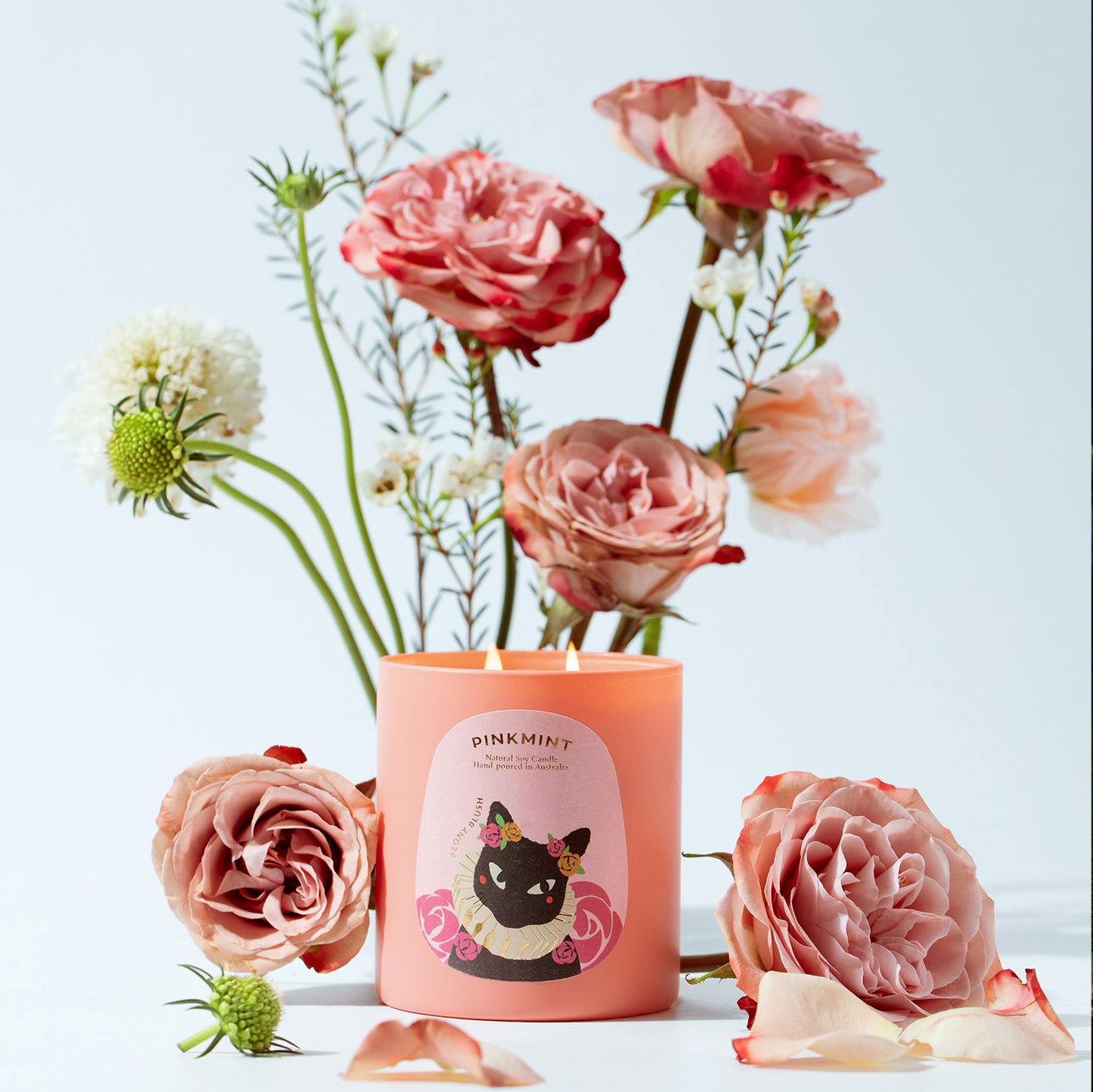 PINK MINT Peony Blush Double Wick Soy Candle