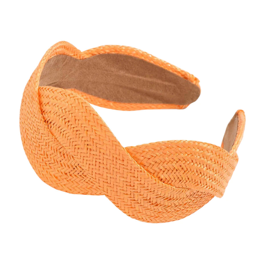 Maeve Twisted Raffia Headband- Orange