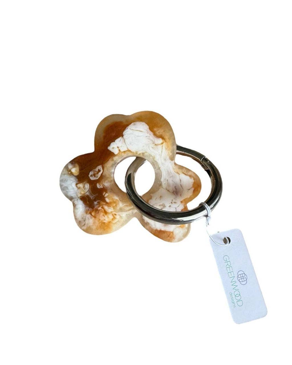 Floral Resin Keyrings: Baby Pink / Gold