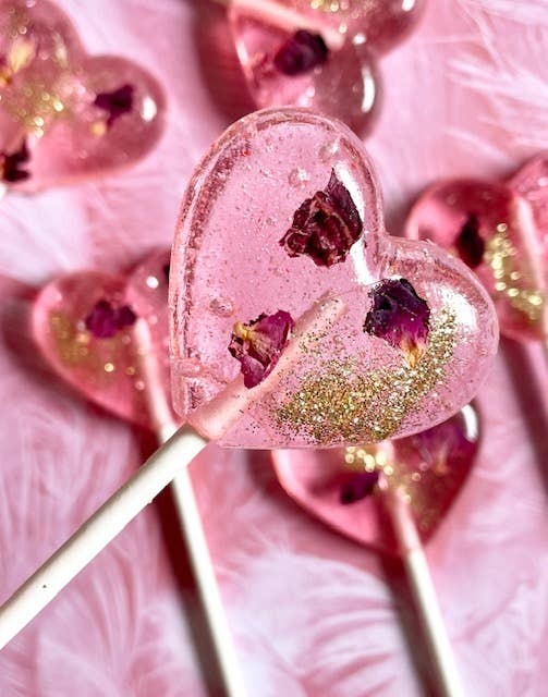 Glitter Rose Love Heart Lollipops