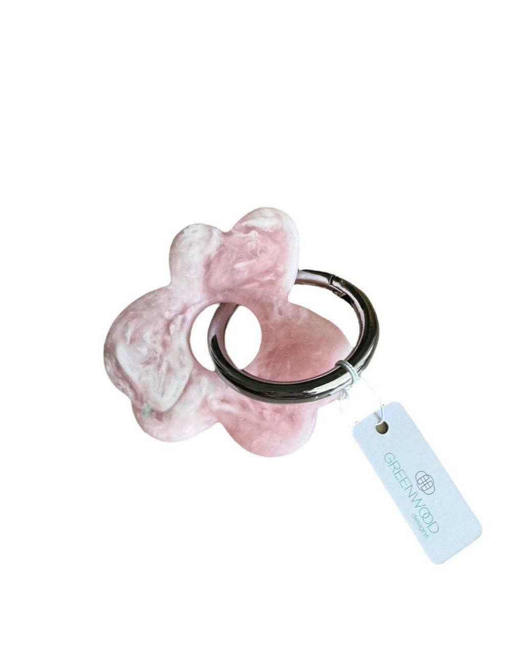 Floral Resin Keyrings: Baby Pink / Gold