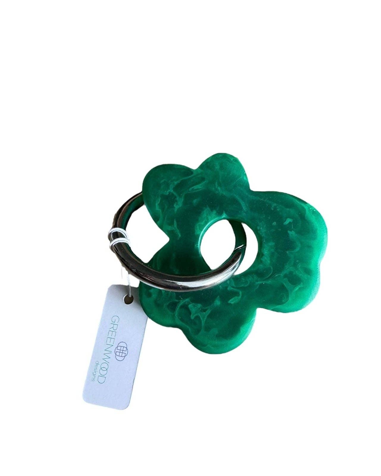 Floral Resin Keyrings: Emerald / Gold