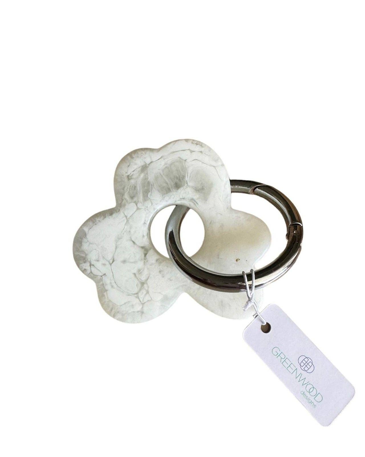 Floral Resin Keyrings: Emerald / Gold