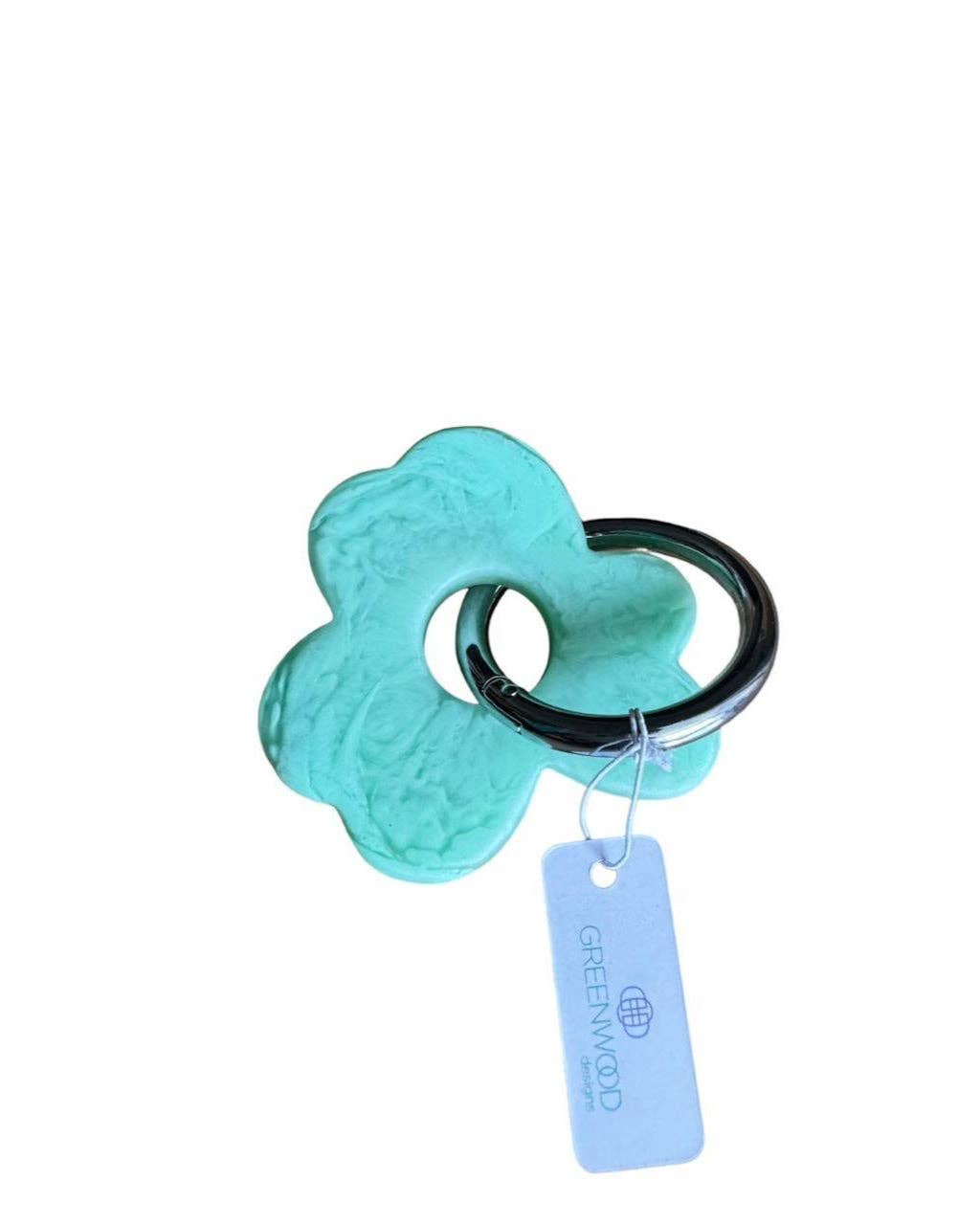 Floral Resin Keyrings: Emerald / Gold