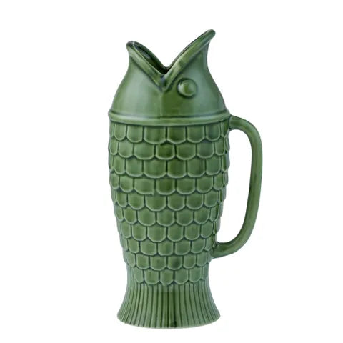 Fin Ceramic Jug Olive