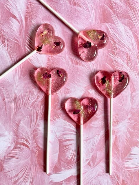 Glitter Rose Love Heart Lollipops