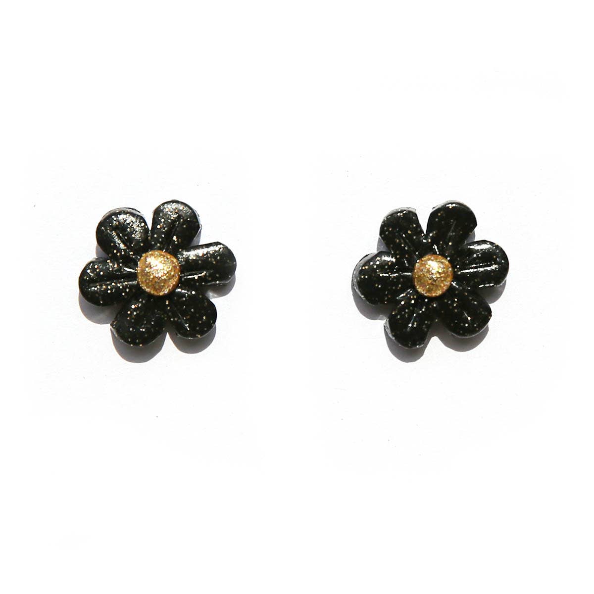 Large Black Daisy Studs