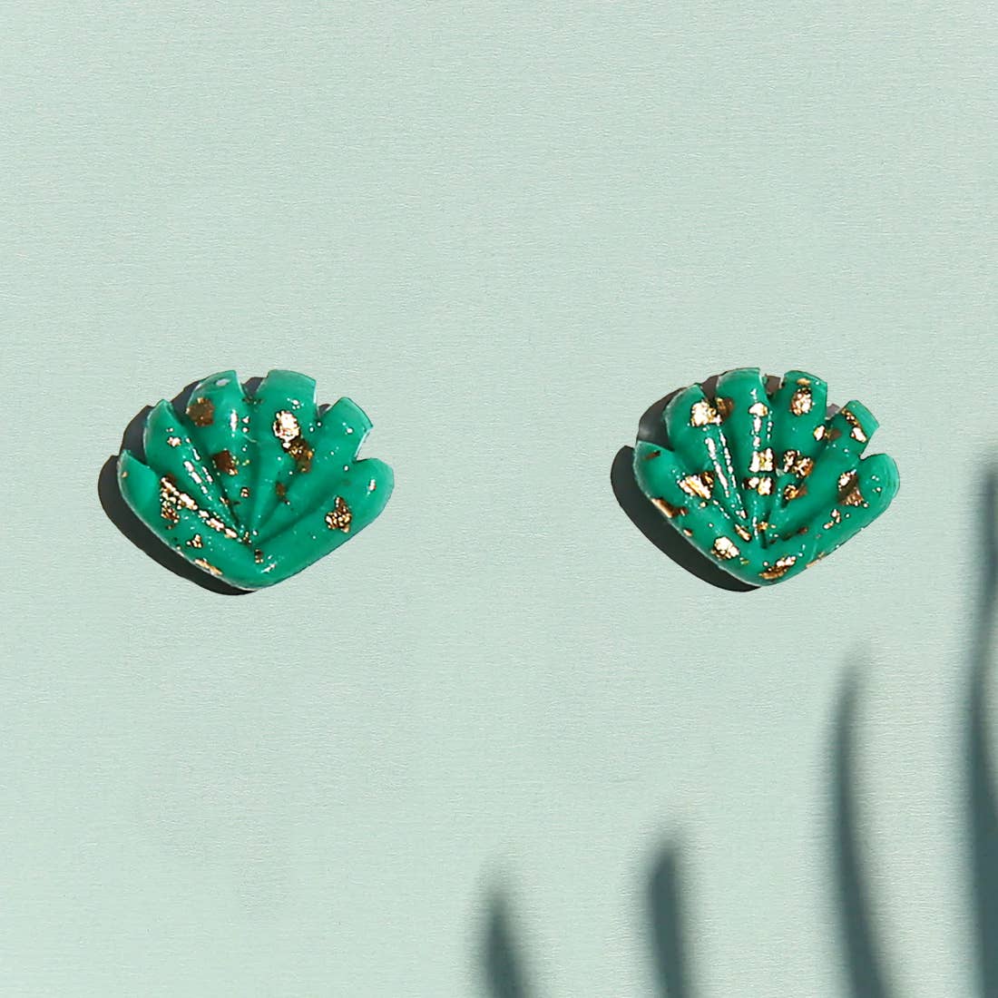 Emerald Shell Studs