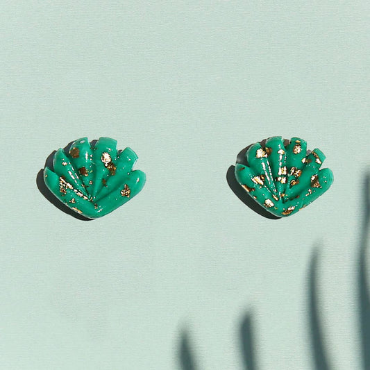 Emerald Shell Studs