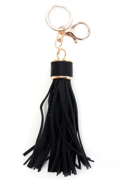 Black leather tassle with gold details
