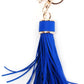 Blue leather tassle with gold details