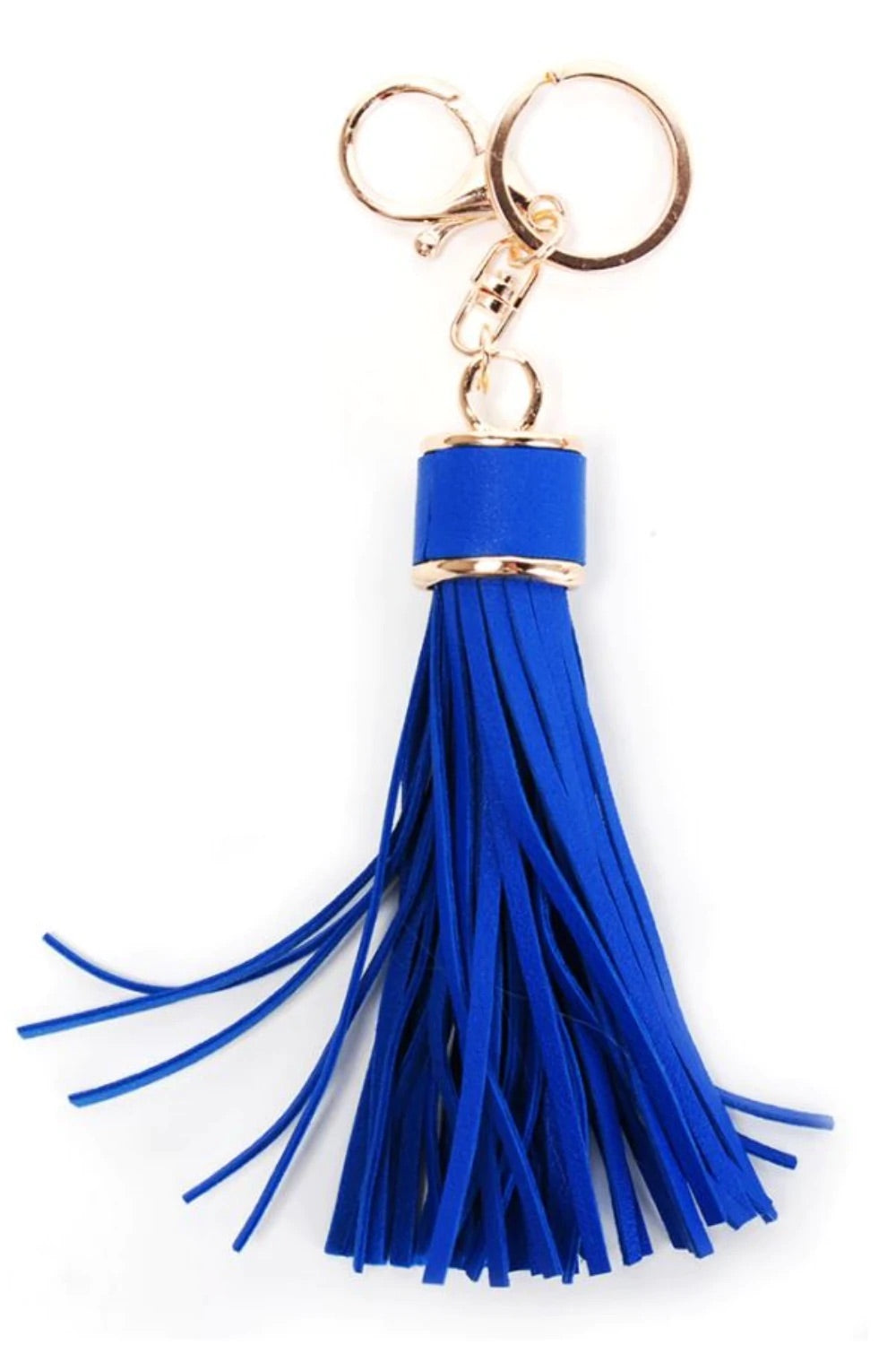 Blue leather tassle with gold details