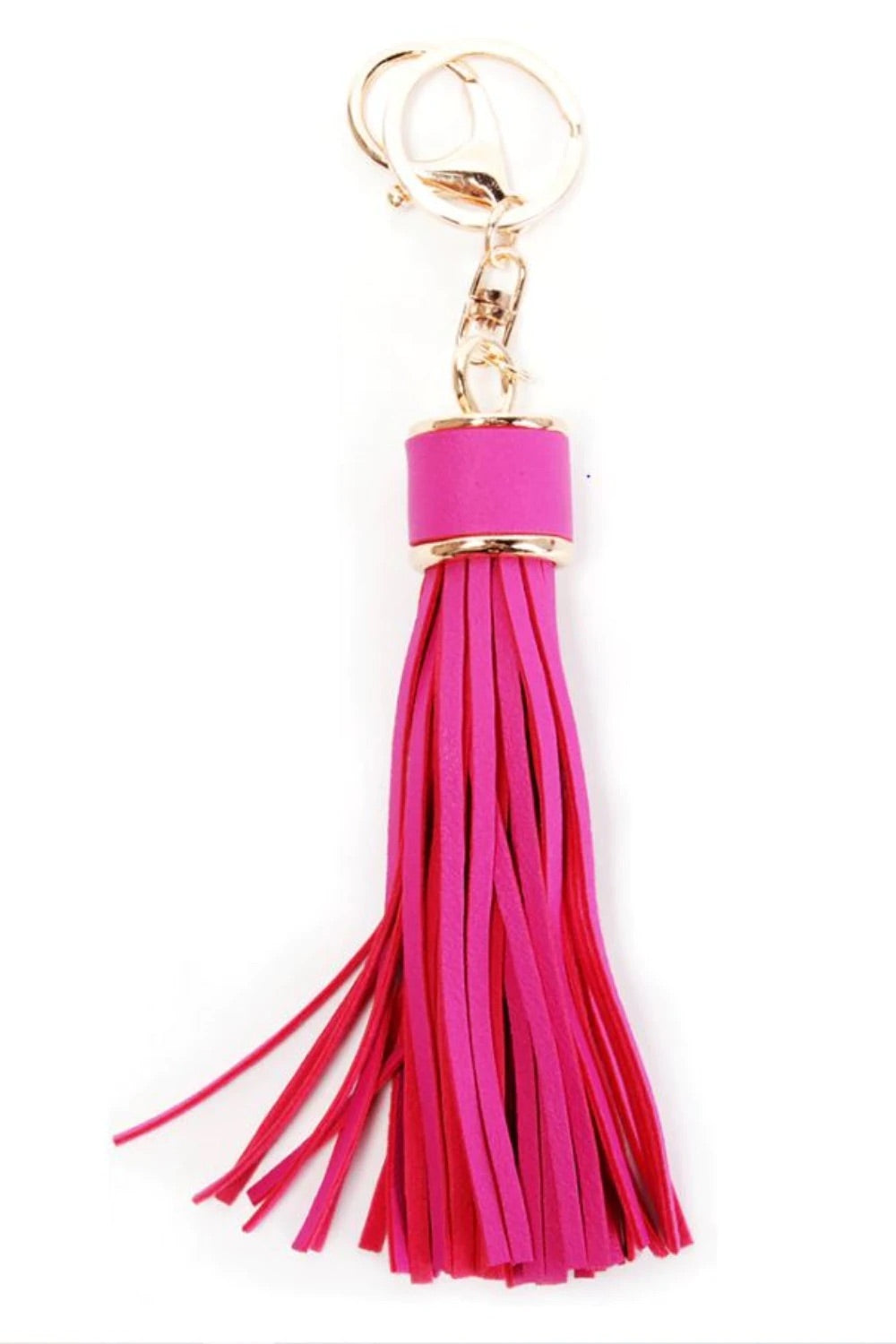 Pink leather tassle with gold details
