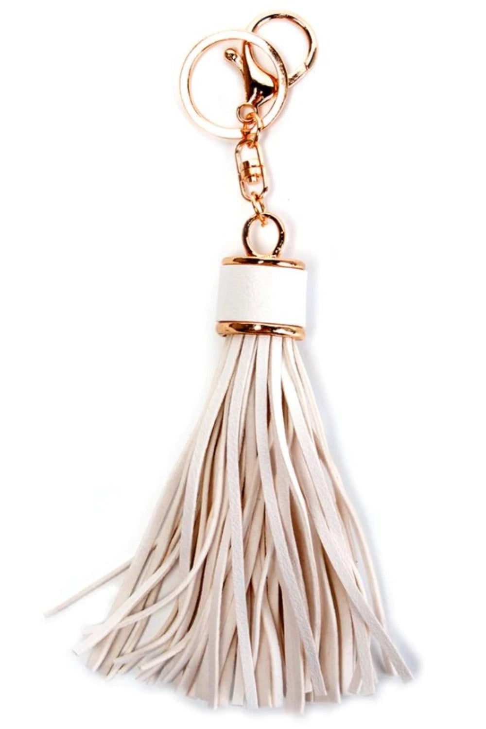 White leather tassle with gold details