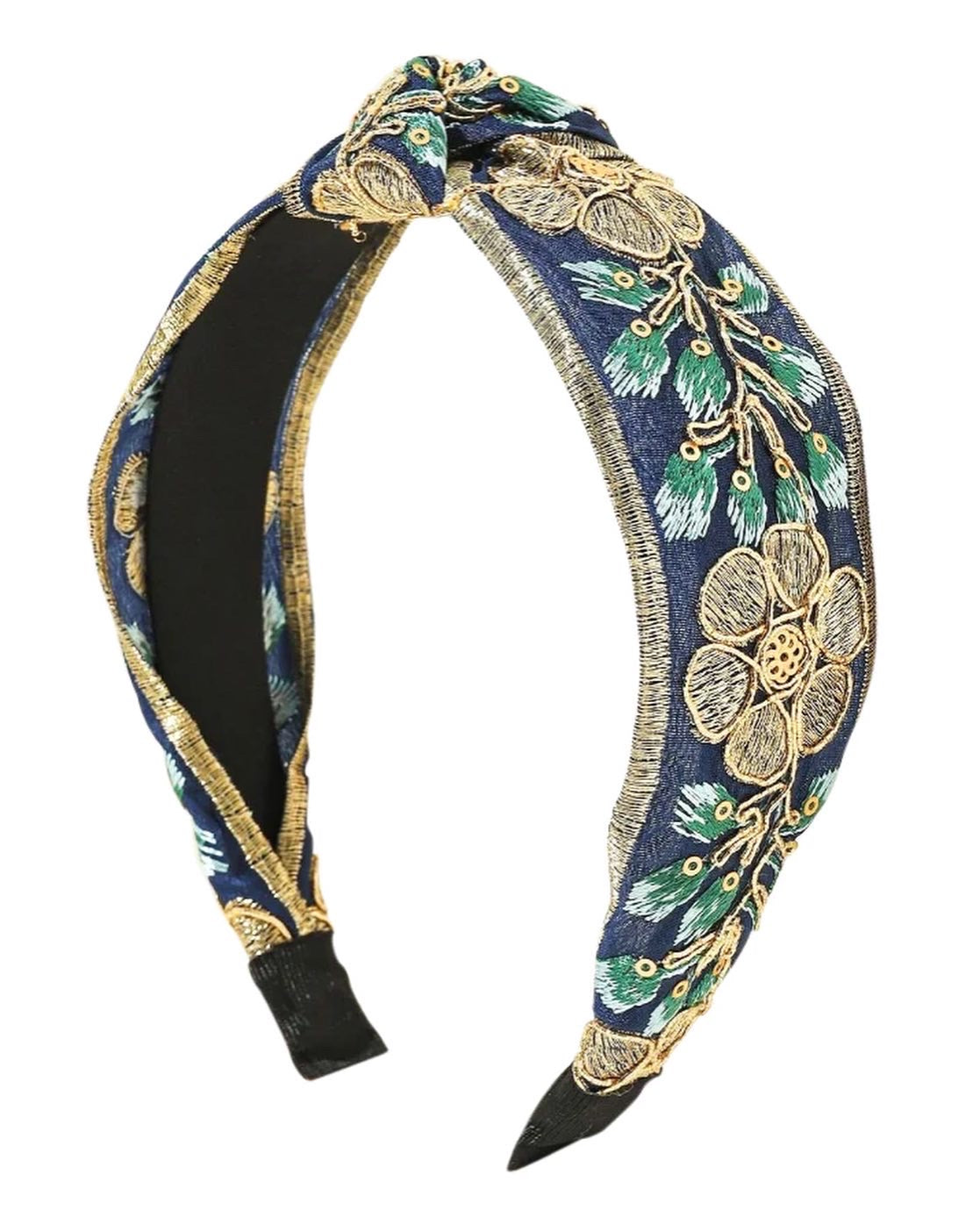 Simone Navy Floral Knot Headband