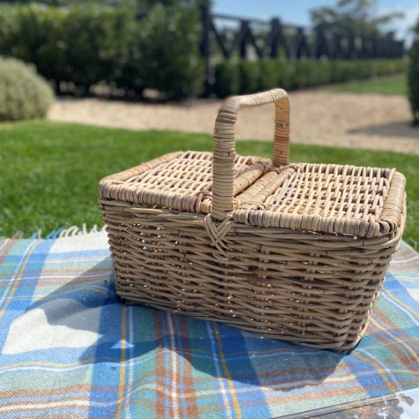 Rattan Picnic Basket with Lid